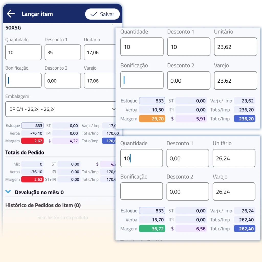 Controle de rentabilidade por negociação