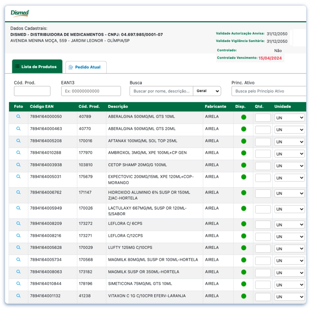 Pedidos eletrônicos com entrega programada